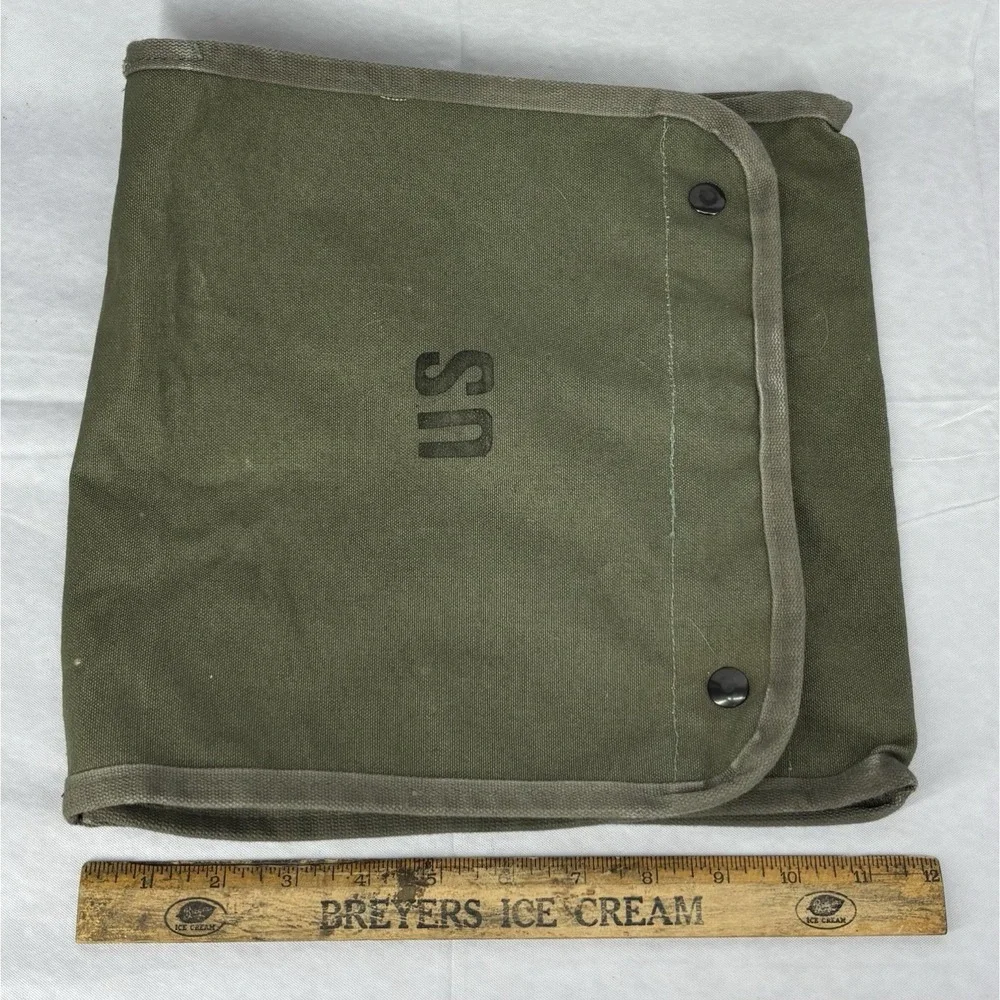 US Military OD-7 Canvas Map Photograph Case 1963 Vintage Vietnam Satchel Bag